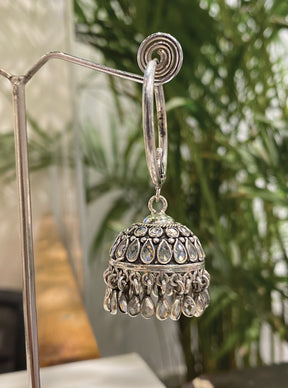 kamal Antique Silver Jhumki Earrings