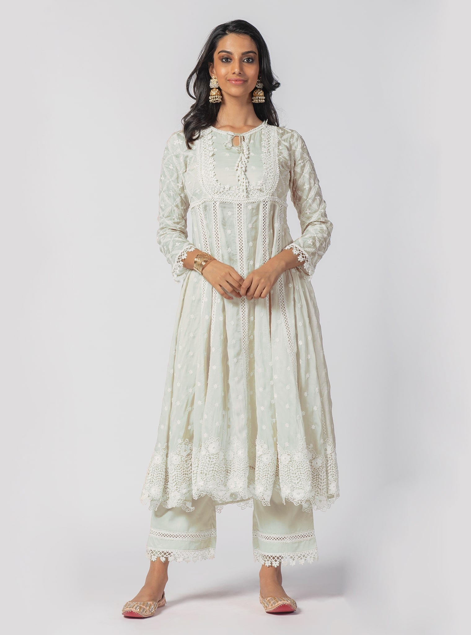 Off White Embroidered Anarkali – Lashkaraa
