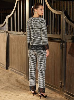 Mulmul Houndstooth Hestia Black Top with Mulmul Houndstooth Hestia Black Pant