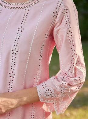 Mulmul Pima Athena Pink Top with Mulmul Pima Athena Pink Pant