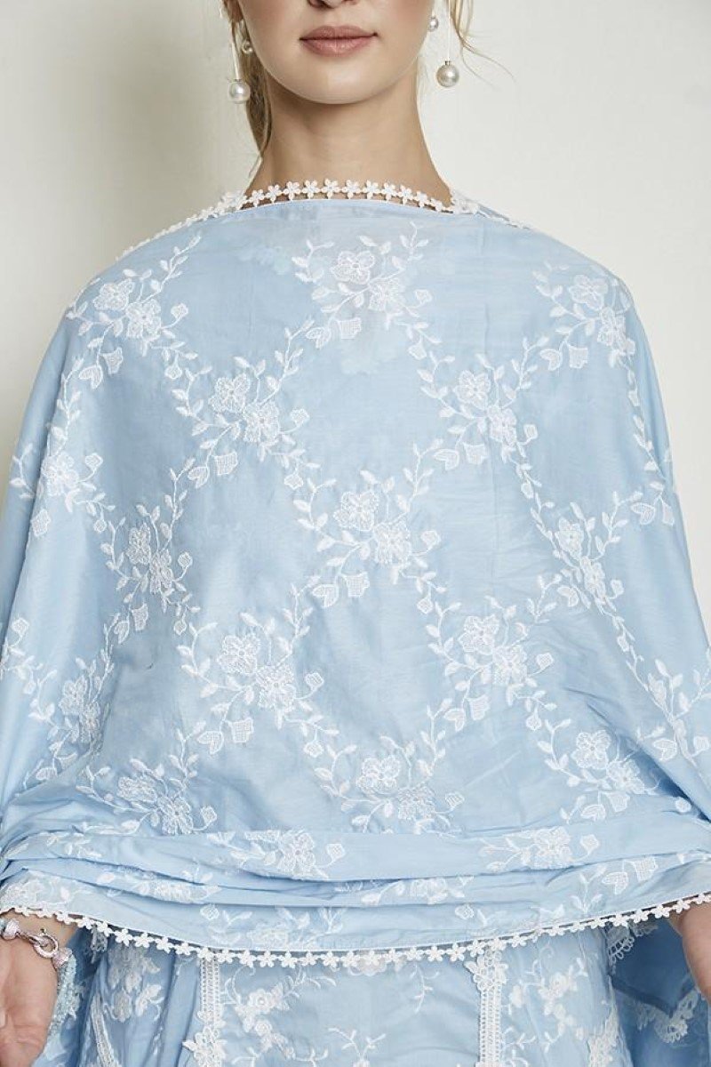 Daffodil  kurta blue with New Poppy pyajamas  White