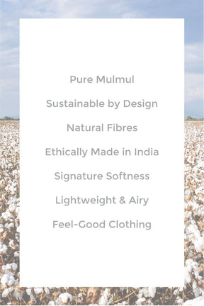 Mulmul Cotton DreamScape Kurta With Rounded Hem Pant
